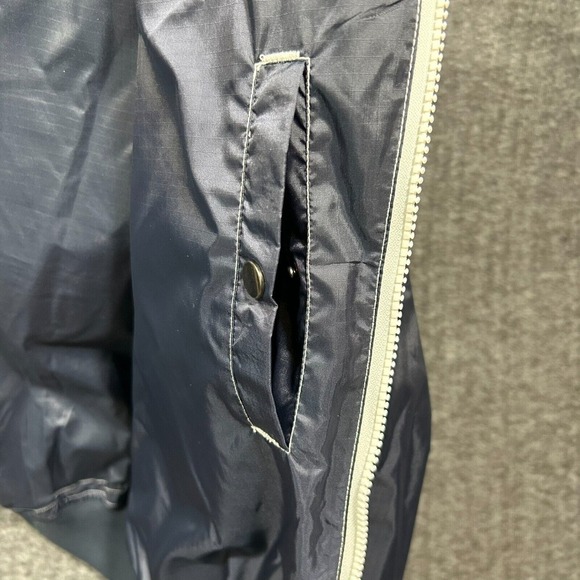 Schott Bros Large Windbreaker Rain Jacket Bomber Style Hooded Navy Blue VTG 90s - Picture 12 of 13